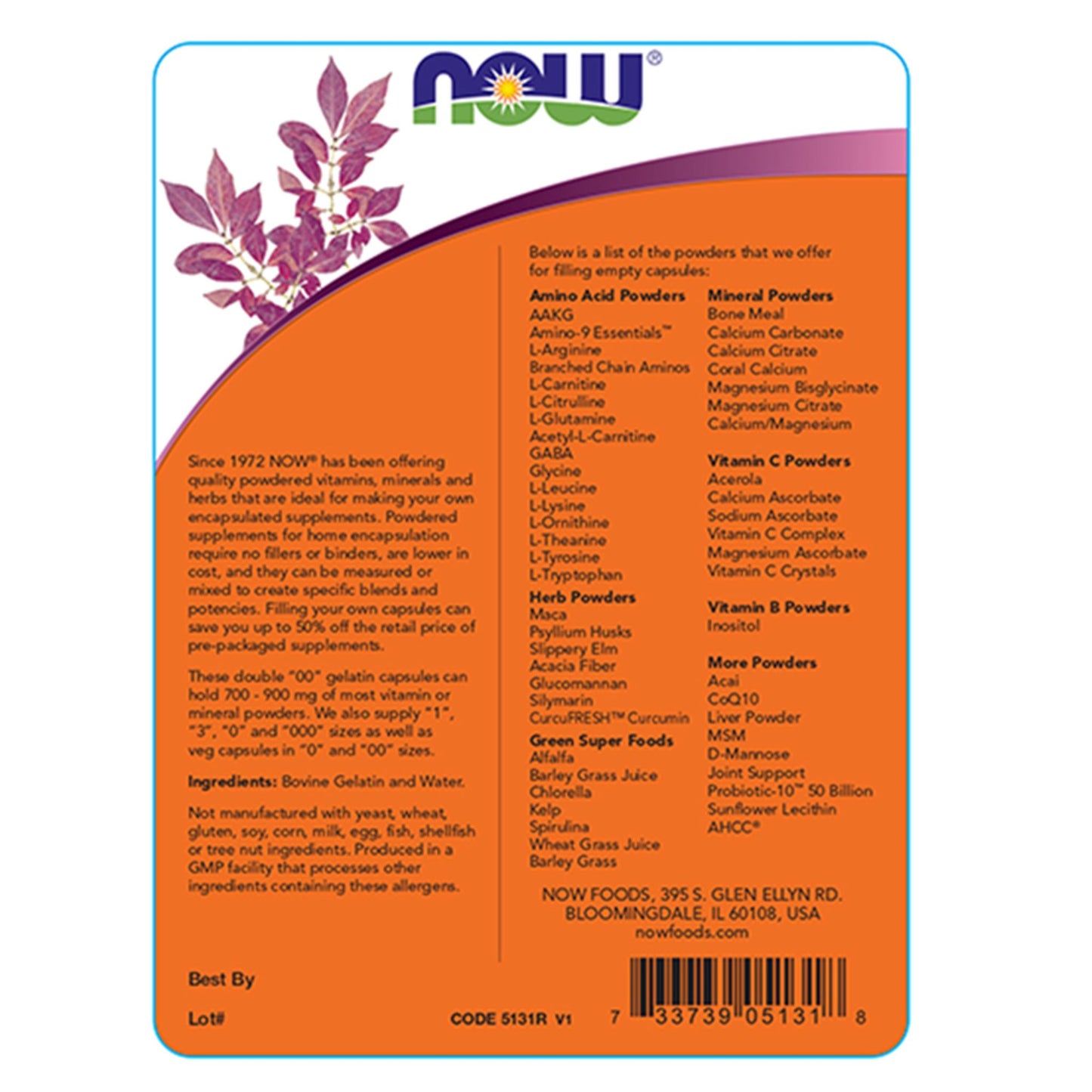 NOW Foods Empty Gelatin Capsules, Double "00"