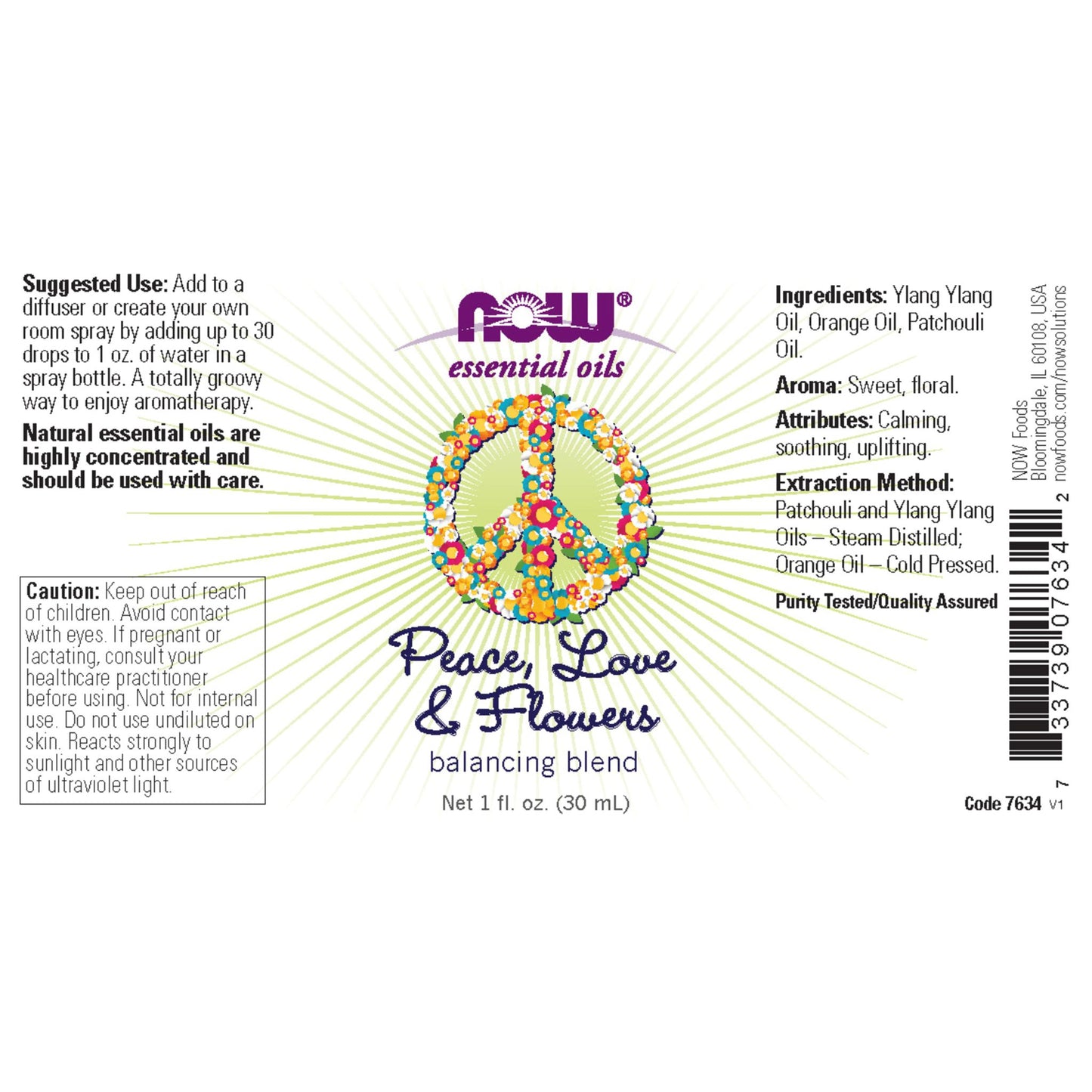 NOW Foods Peace, Love, & Flowers Essential Oil Blend