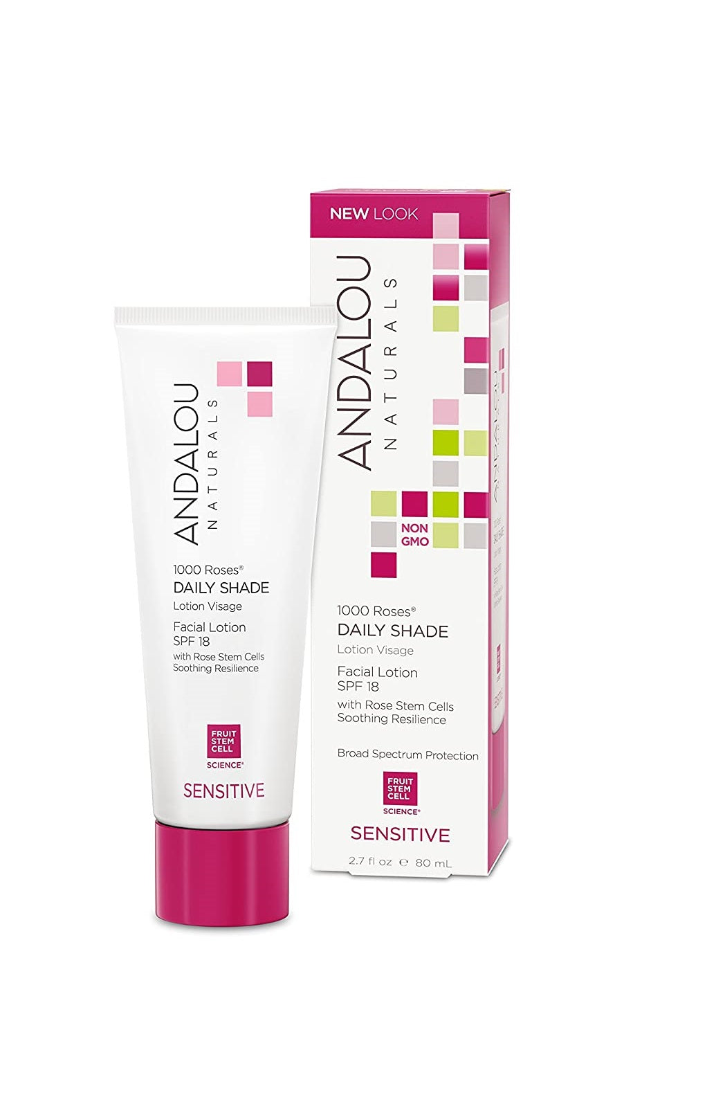 Andalou Naturals Sensitive 1000 Roses Daily Shade Facial Lotion SPF 18