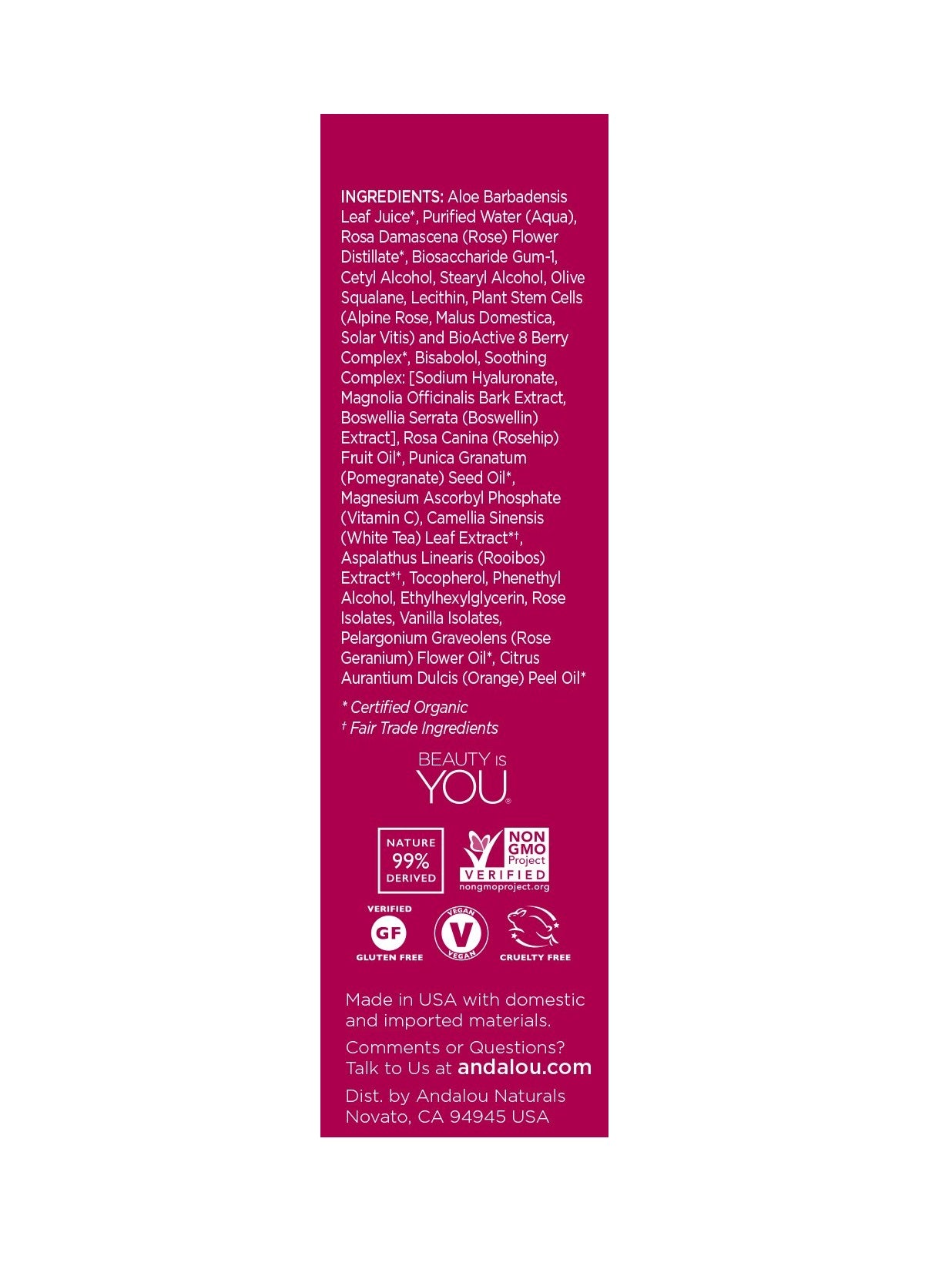 Andalou Naturals Sensitive 1000 Roses Absolute Serum