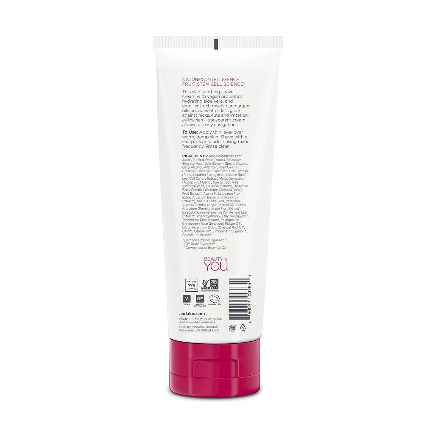 Andalou Naturals Botanical Shave Cream Rose-Pomegranate