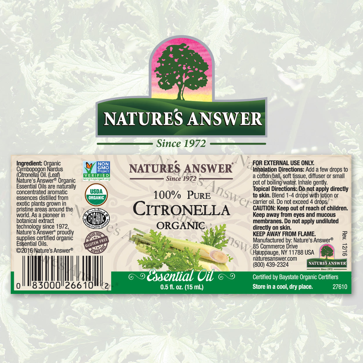 Nature's Answer Citronella Essential Oil Organic