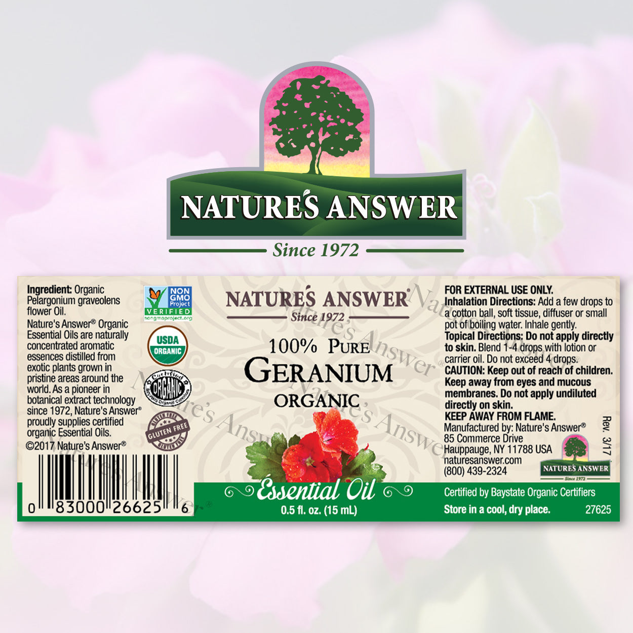 Nature's Answer Geranium Essential Oil Organic