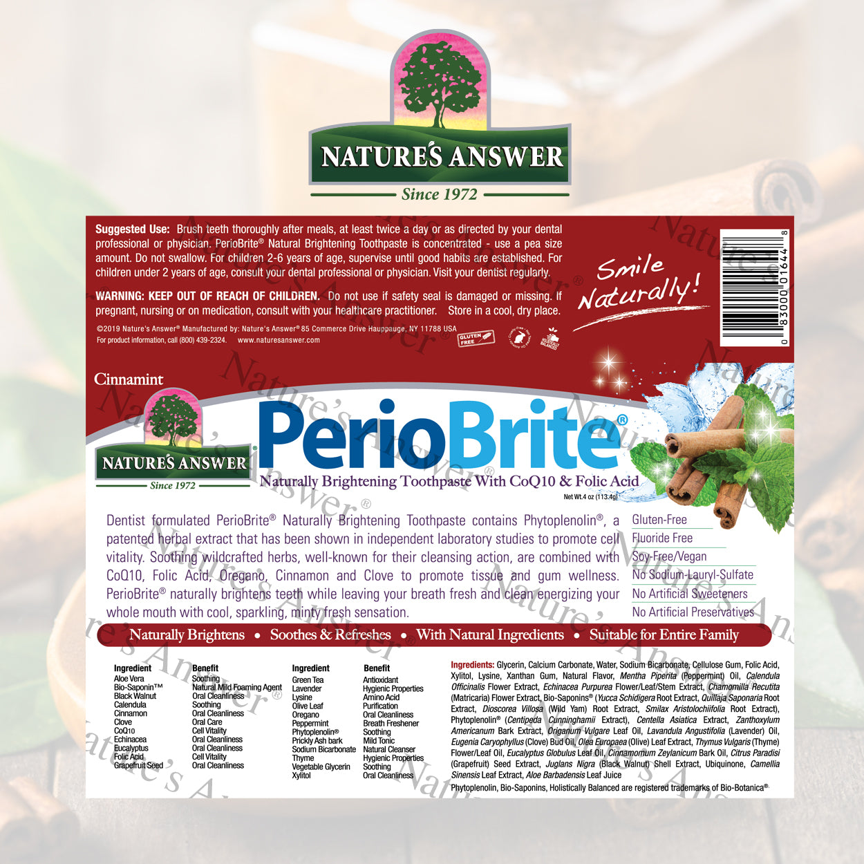 Nature's Answer PerioBrite Toothpaste Cinnamint