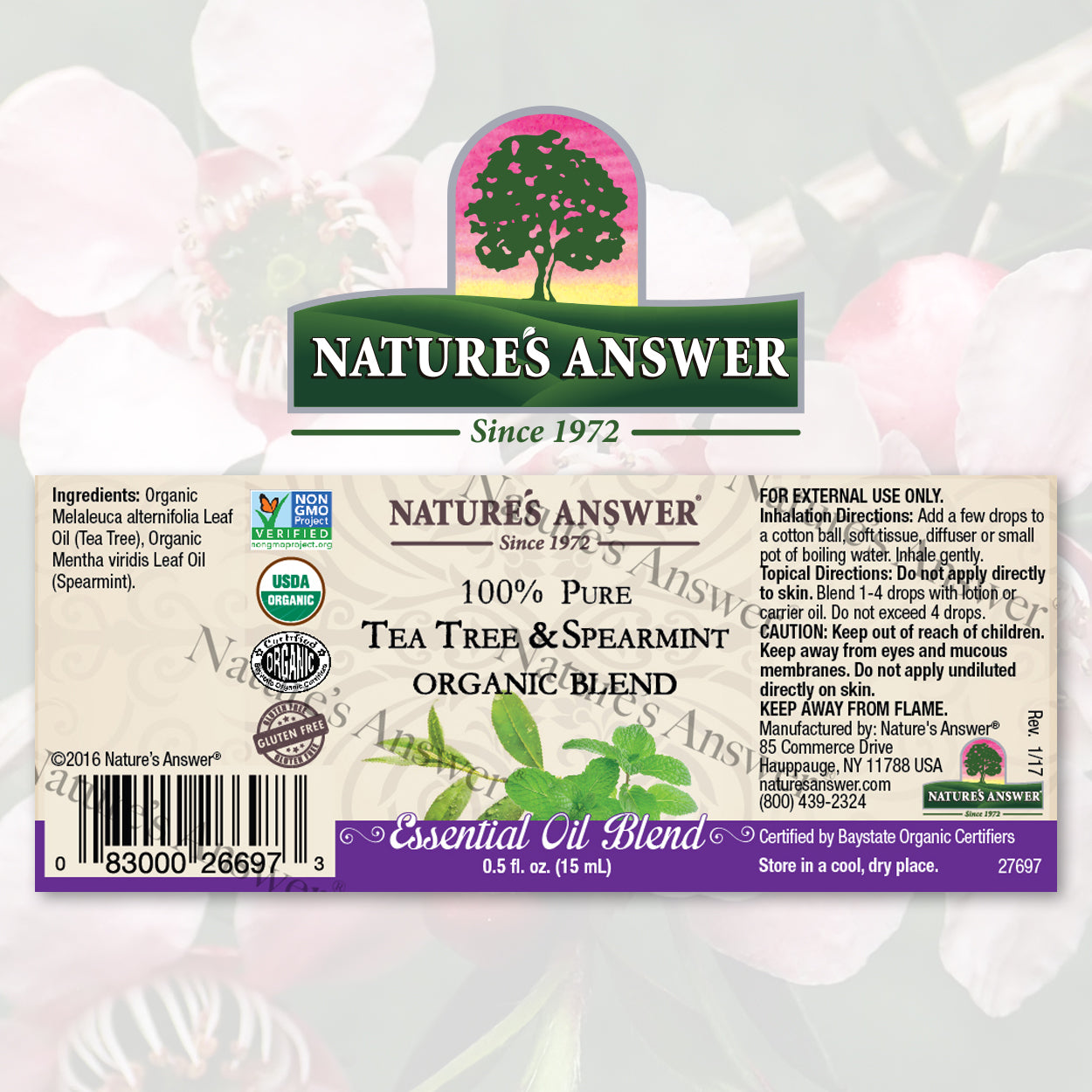 Nature's Answer Tea Tree & Spearmint Essential Oils Organic