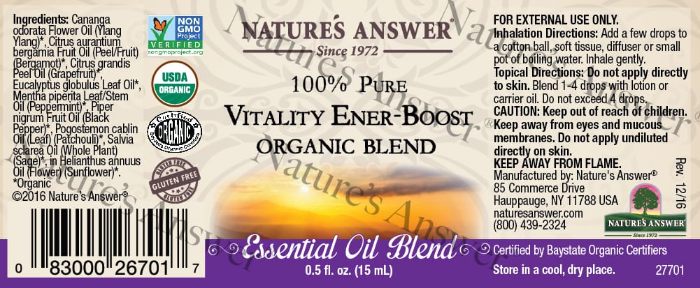 Nature's Answer Vitality Energy Boost Blend Essential Oil Organic
