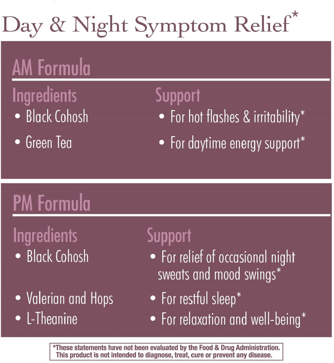 Nature's Way AM/ PM Menopause Hormone-Free Formula Daytime Energy & Restful Sleep