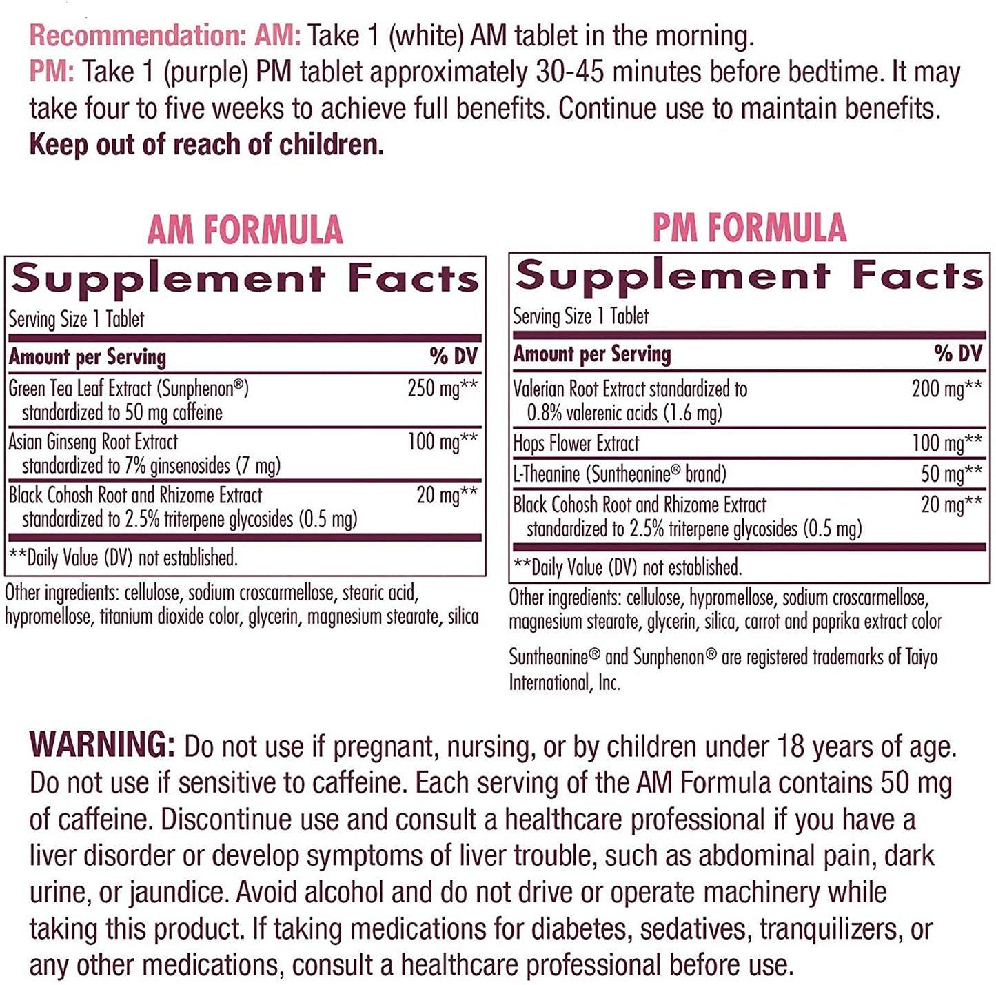 Nature's Way AM/ PM Menopause Hormone-Free Formula Daytime Energy & Restful Sleep