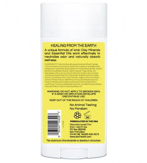 Zion Health Clay Dry Bold – Lemonade Vegan Deodorant