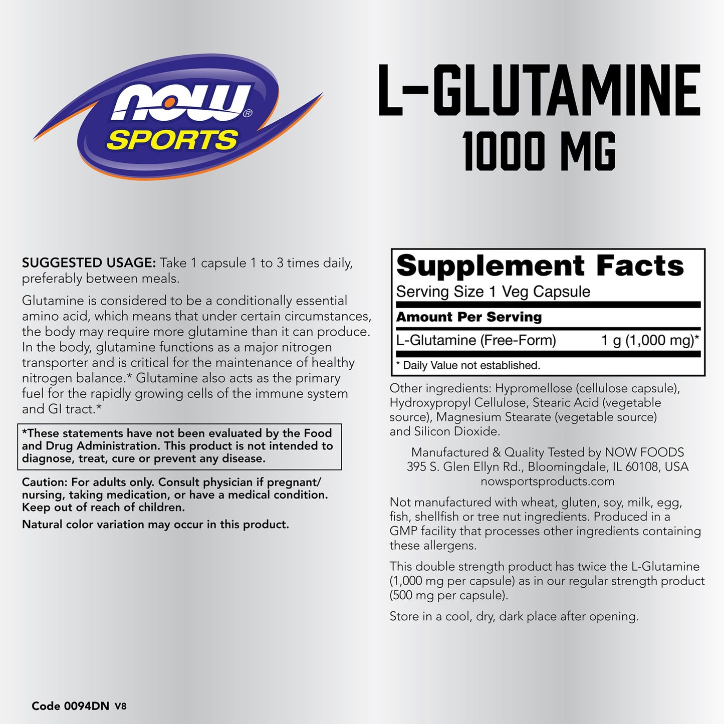 NOW Foods L-Glutamine 1000