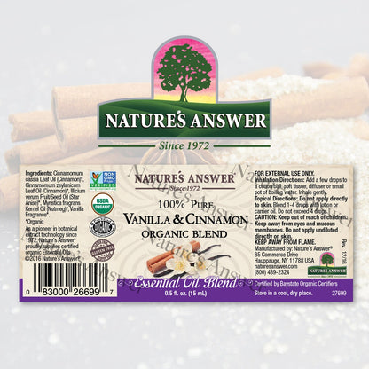 Nature's Answer Vanilla Cinnamon Essential Oils Organic