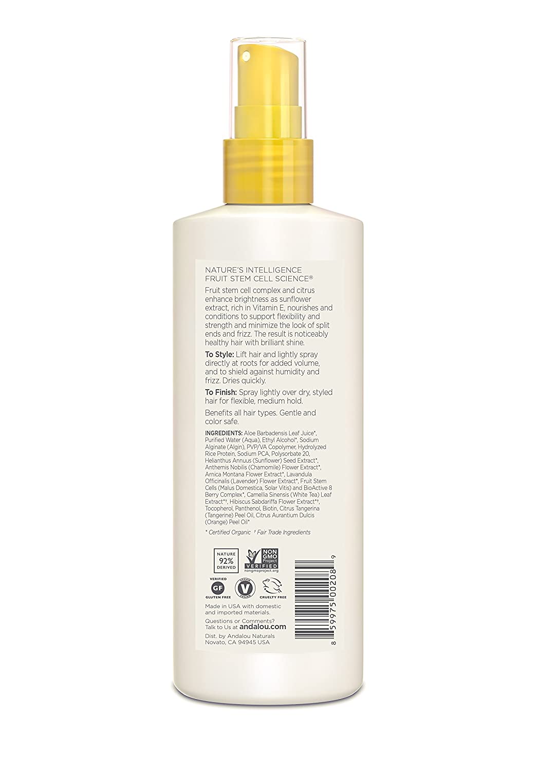 Andalou Naturals Sunflower & Citrus Brilliant Shine Hair Spray