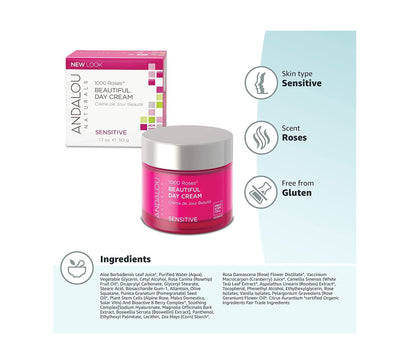 Andalou Naturals Sensitive 1000 Roses Beautiful Day Cream