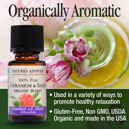 Nature's Answer Geranium Sage Essential Oil Blend Organic