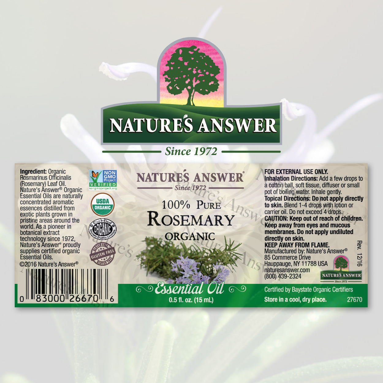 Nature's Answer Rosemary Essential Oil Organic